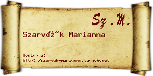 Szarvák Marianna névjegykártya