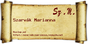 Szarvák Marianna névjegykártya